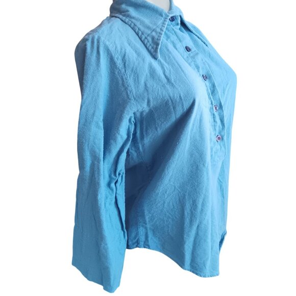 Vintage Women's Medium Blouse 1970's JCPenney Fashions Flannel Boho Pullover - Picture 4 of 6